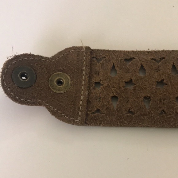 Leatherock Womens Adjustable Snap Stud & Rhinestones Gray Leather Bracelet - Picture 4 of 5